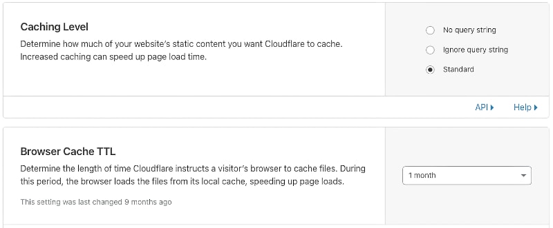 Cloudflare Caching Settings